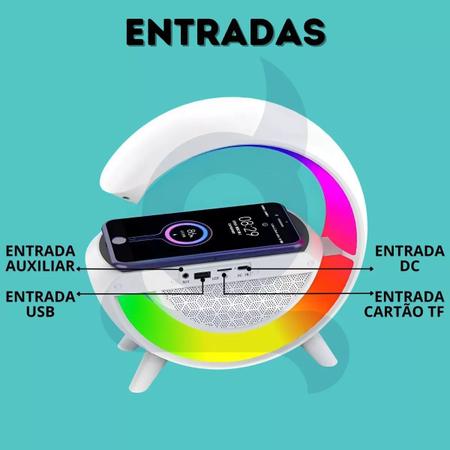 Caixinha de Som Carregador Luminária Led Varias Cores - YN-2209 Imagem de Caixinha de Som Carregador Luminária Led Varias Cores