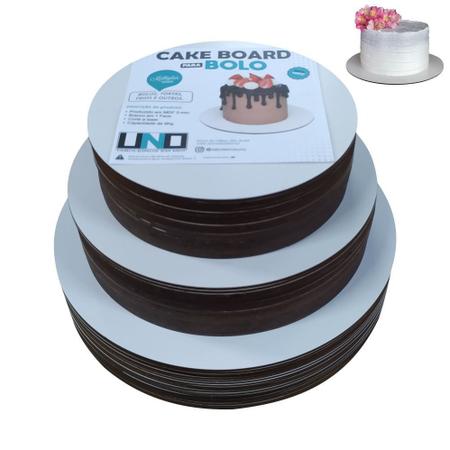 Imagem de Cake Board Para Confeitaria Bolo Mdf 3mm Liso Ø 20 25 30cm Kit Com 150 Atacado