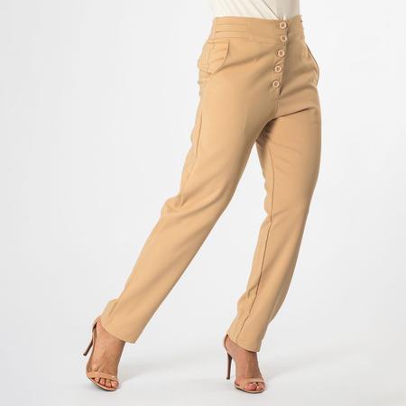 Calça Alfaiataria Feminina Cintura Alta Com Botões E Bolsos - Zafina Imagem de Calça Alfaiataria Feminina Cintura Alta Com Botões E Bolsos