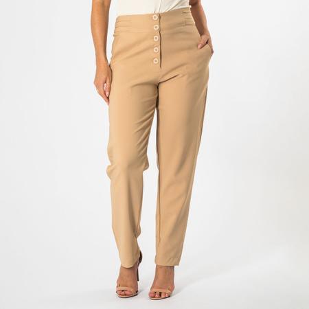 Calça Alfaiataria Feminina Cintura Alta Com Botões E Bolsos - Zafina Imagem de Calça Alfaiataria Feminina Cintura Alta Com Botões E Bolsos