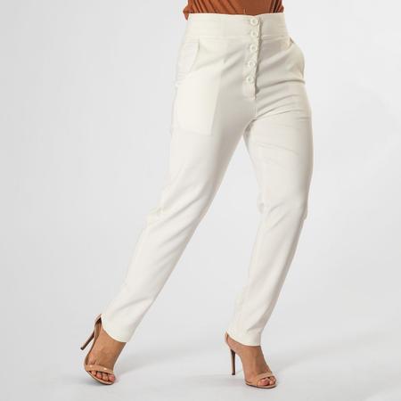 Calça Alfaiataria Feminina Cintura Alta Com Botões E Bolsos - Zafina Imagem de Calça Alfaiataria Feminina Cintura Alta Com Botões E Bolsos