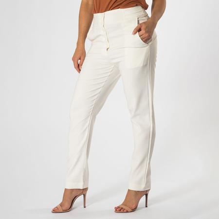 Calça Alfaiataria Feminina Cintura Alta Com Botões E Bolsos - Zafina Imagem de Calça Alfaiataria Feminina Cintura Alta Com Botões E Bolsos