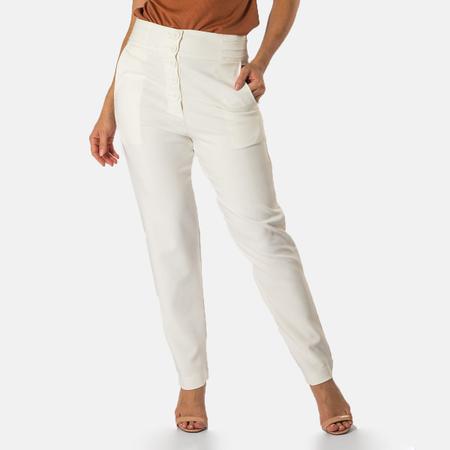 Calça Alfaiataria Feminina Cintura Alta Com Botões E Bolsos - Zafina Imagem de Calça Alfaiataria Feminina Cintura Alta Com Botões E Bolsos
