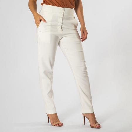 Calça Alfaiataria Feminina Cintura Alta Com Botões E Bolsos - Zafina Imagem de Calça Alfaiataria Feminina Cintura Alta Com Botões E Bolsos