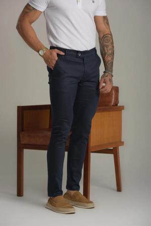 Calça Alfaiataria Masculina Skinny Casual Esporte Fino Azul Marinho - Conquest Imagem de Calça Alfaiataria Masculina Skinny Casual Esporte Fino Azul Marinho - Conquest