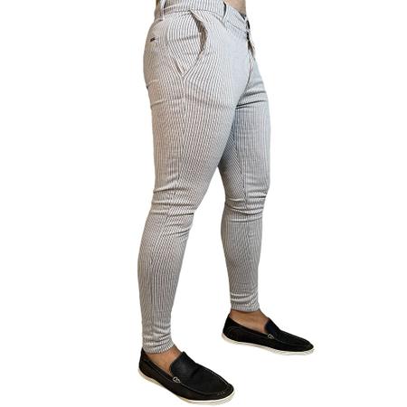 Calça alfaiataria hot sale listrada masculina