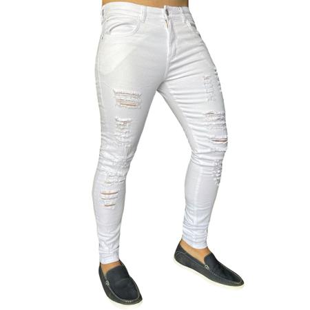 Cal a Branca Destroyed Rasgada Super Skinny Masculina AUSTIN