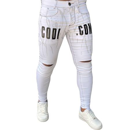 Calça branca sales destroyed masculina