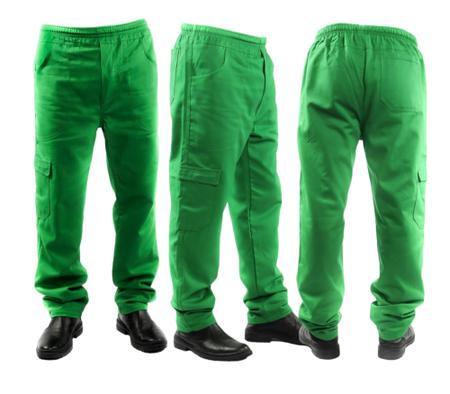 Imagem de Calça Brim Trabalho Uniforme Profissional CONDOMÍNIO e JARDINEIRO Cor: VERDE-BANDEIRAS  TAM: G