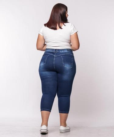 Calça Capri Jeans Plus Size Feminina Allmaria Lisa Básica - Shyros
