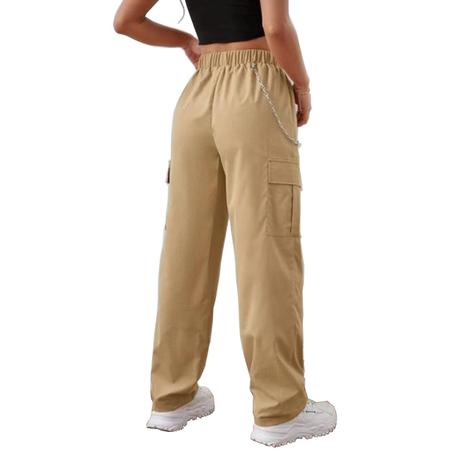 Imagem de Calça Cargo Street Skate Larga Bolso Lateral Unissex Corrente