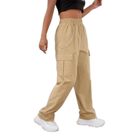 Imagem de Calça Cargo Street Skate Larga Bolso Lateral Unissex Corrente