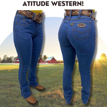 Cal a Country Feminina Terra de Rodeio Flare Delav Cowgirl