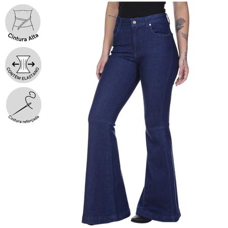 Imagem de Calça Country Feminina Wrangler Original Jeans Maxi Flare Azul Ref. WF2103UN