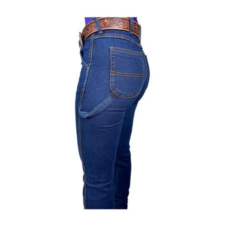 Imagem de Calça Country Jeans Feminina Carpinteira Os Boiadeiros Stonada Cós Alto Flare Ref: 591