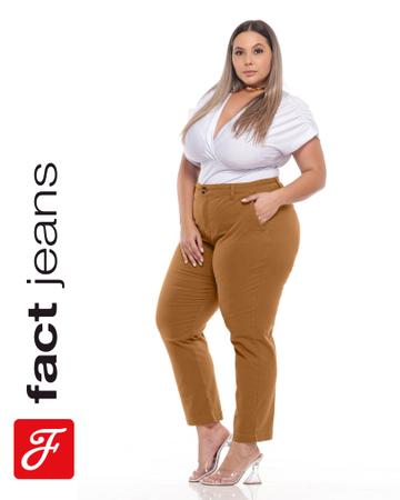 Calça Cropped Cintura Alta Fact Jeans L967 Imagem de Calça Cropped Cintura Alta Fact Jeans L967