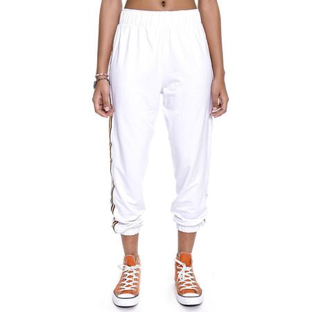 Imagem de Calça Cropped Jogger Teen Amofany Moletom Com Faixa - BRANCO - G