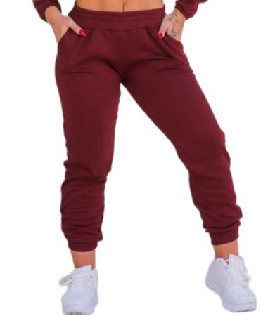 Cal a de moletom Vinho feminina Calca Jogger DE UMA MARIA PARA