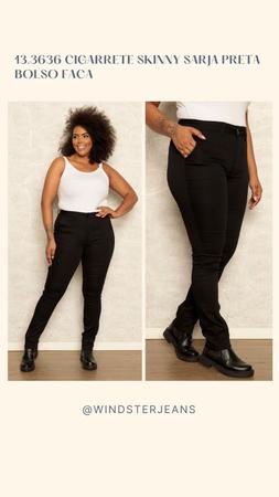 Calça de sarja sales feminina bolso faca