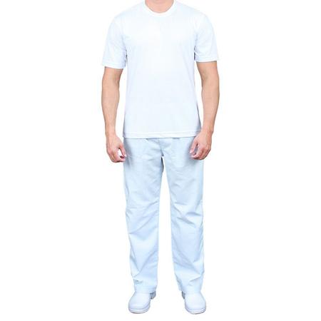 Imagem de Calça de uniforme m com regulagem branca unissex brim com bolso calça branca