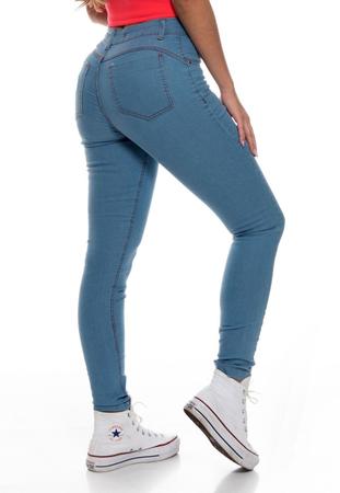 Cal a Feminina Adulto Jeans De Laycra Confortavel Barra Justa