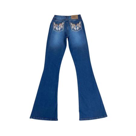 Calça vaqueiros feminina best sale bordada