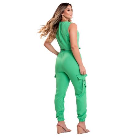 Imagem de Calça Feminina + Cropped de Alfaiataria Verde