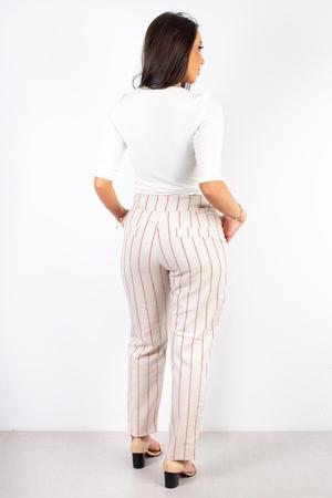Calça de sales linho feminina listrada