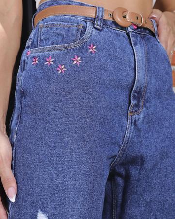 Calça com bordado de flor sales