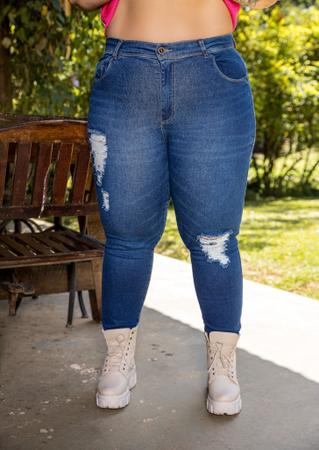 Calça jeans rasgada plus cheap size