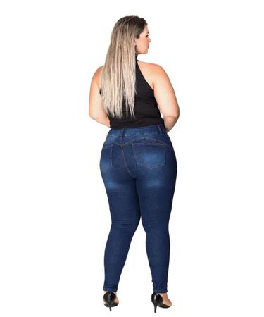 Calça Jeans Skinny Plus Size Feminina Cintura Alta Cós Largo 22864