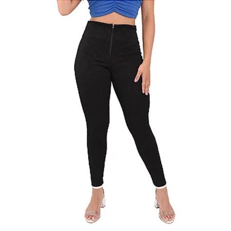 Imagem de Calça feminina montaria legging canelada ziper