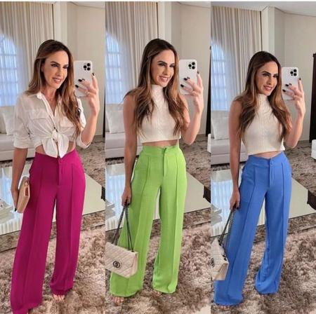 Cal a Feminina Pantalona Wide Leg Social Alfaiataria Solta