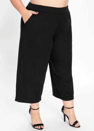 Imagem de Calça Feminina Plus Size Pantacourt Cintura Alta Com Bolsos