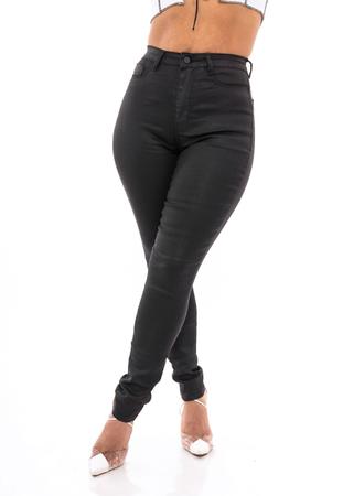 Cal a Feminina Preta Brilhosa Clochard Skinny La o Cintura the