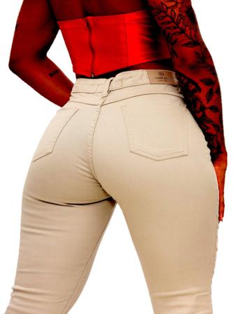 Imagem de Calça Feminina Reta Sarja Elastano Colorida Plus Size Malloy