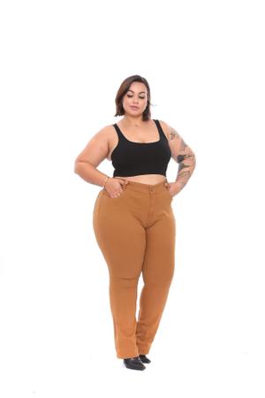 Calça sarja colorida feminina plus sale size