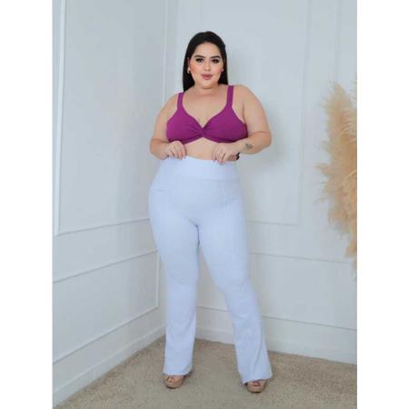 Imagem de Calça Flare Bailarina Plus Size Branca Enfermagem Esteticista em jacquard área da saúde