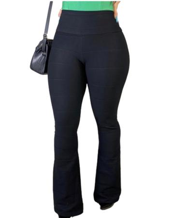 Calça bandagem hot sale preta flare