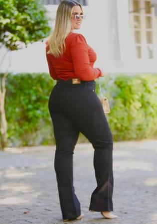 Calça Flare Jeans Preta Plus Size Super Elegante Social - Nacional - Calça Plus  Size Feminina - Magazine Luiza