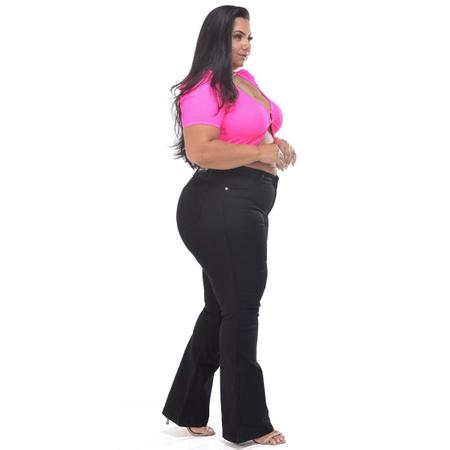 Calça sarja flare preta sales