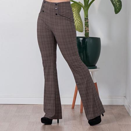 Calça boca de sino xadrez 2025