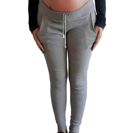 Imagem de Calça gestante grávida em coton ribana bolsos e ajuste cintura