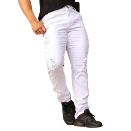 Calça jeans sales branca masculina rasgada
