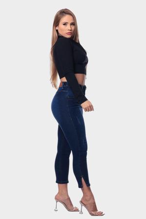 Calça Jeans Capri Feminina Allmaria Cós Alto Abertura Barra