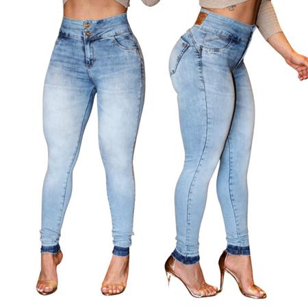 2 Calças Jeans Skinny Social Feminina Cintura Alta Corte Empina BumBum  Efeito Lipo P/ Trabalho - MEIMI AMORES - Calça Feminina - Magazine Luiza