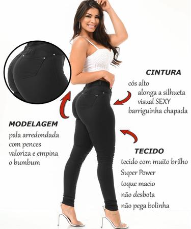 Imagem de Calça Jeans Feminina Cintura Alta Preta Tecido Premium Original