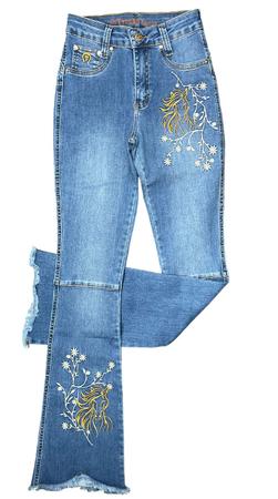 Cal a Jeans Feminina Flare Bordada Cavalo Perna e Desfiada Trot o