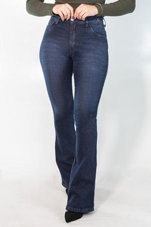 Calça jeans flare cintura alta cheap azul escuro