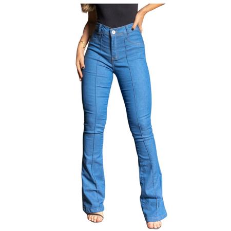 Calça Jeans Feminina Flare Com Vinco Frontal Tendência Cintura Alta Tecido  Premium - PLETORA - Calça Jeans Feminina - Magazine Luiza